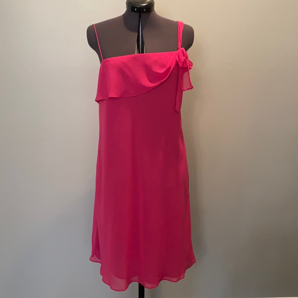 LOFT Hot Pink Dress Spaghetti Strap & Shoulder Bow